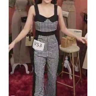 Jumpsuit จัมสูทแขนกุดขายาว ชิโนริแถบข้าง MM17540 Jumpsuit Long sleeveless jumpsuit Shinori Sidebar