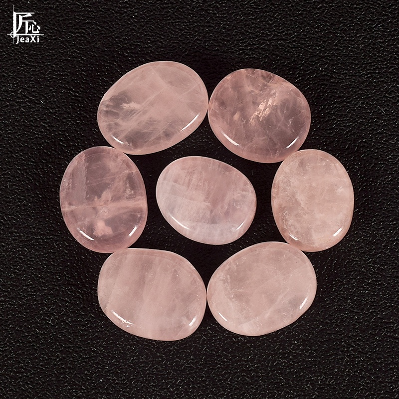 แร่Natural Rose Quartz alm Stone 25X22X5mm Mineral Crystal alm Tumbled ...