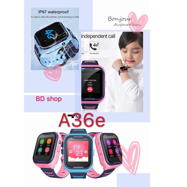 BD 4G Kids Smart Watch A36E นาฬิกาสมาร์ทกันน้ำ IP67 GPS สำหรับเด็ก ๆ สามารถว่ายน้ำได้ แสดงภาษาไทย