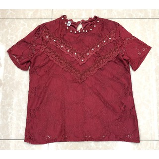 ZF SHOPเสื้อผ้าผู้หญิง ลูกไม้ แขนสั้น แฟชั่น คอกลม #04