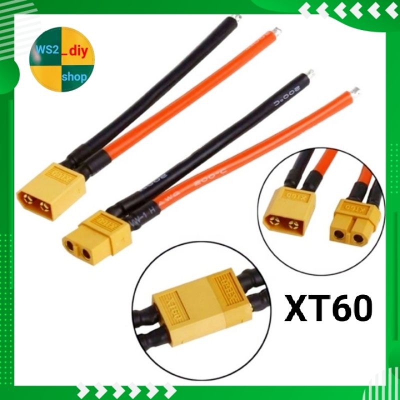 ขั้วต่อ XT60 พร้อมสายไฟซิลิโคนขนาด 14 และ16 AWG ยาว 10 และ 20 ซม. สำหรับเชื่อมต่อแบตเตอรี่,ของเล่นบั