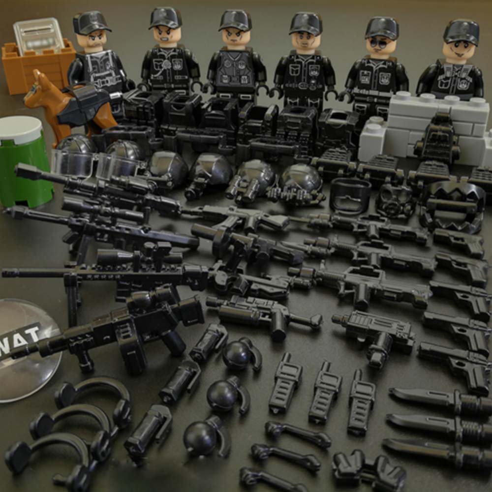 12PC POLICE Military Mini figures Weapon Army SSSoldier Fit Lego Toys SWAT CAR 