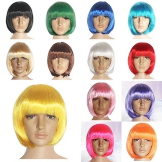 BACKSTAGERET4FC3 Bob Hair Wigs Party 14 สีสั้นฮาโลวีน
