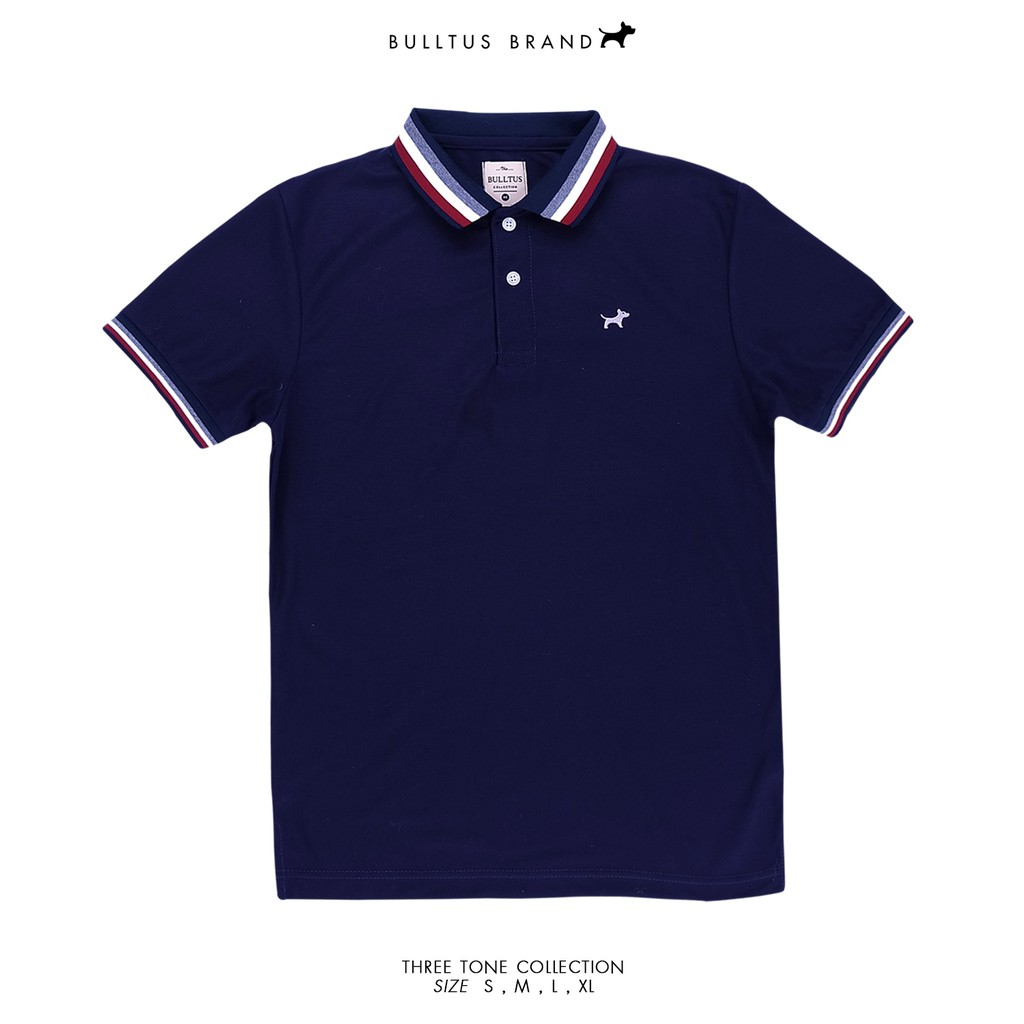 เสื้อโปโล BULLTUS BRAND สีกรมท่าเข้ม 3 Tone Collection มี XXL