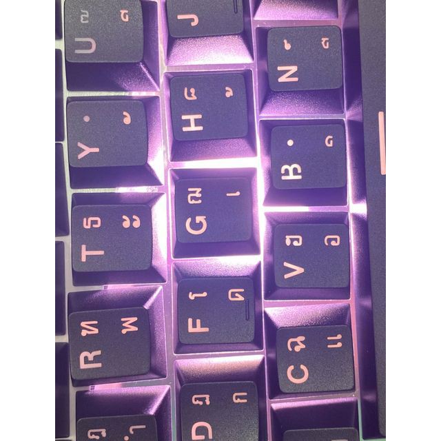 keycap /Doubleshot/ไฟลอด/104keys/ ภาษาไทย /white pink /ฺBlack