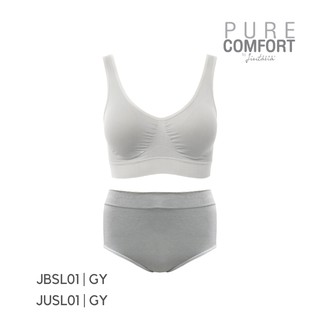 Jintana Set ชุดชั้นใน 1 ชุด (บรา1+กกน1) รุ่น Pure Comfort รหัส JASL01 สีเทา