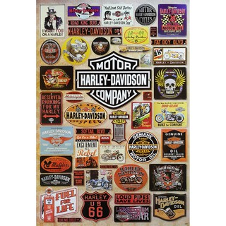 โปสเตอร์ ป้ายสังกะสี (กระดาษ) โฆษณา โบราณ รถมอเตอร์ไซค์ Harley Davidson MIX POSTER 24”x35” Inch MOTORBIKE Advertising V1