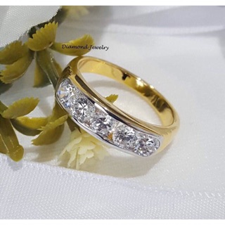 Diamond Ring งานเพชรสวิส เพชรแถวเดียวแต่ขนาดเพชรแต่ละเม็ดครึ่งกะรัต งานชุบ 5 ไมครอน เพชรคัดเกรดCZค่ะ​ สวยทุกเม็ดค่า