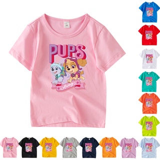 เสื้อยืดคอกลม แขนสั้น ผ้าฝ้าย 100% พิมพ์ลาย Paw Patrol 8 สี สําหรับเด็ก AAA016