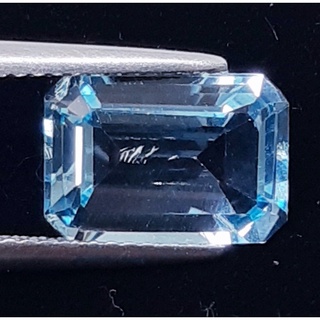 4.40 ct บุษราคัม สีฟ้า แท้ ธรรมชาติ Natural Blue Topaz Octagon Loose Gemstone For Fine Jewelry