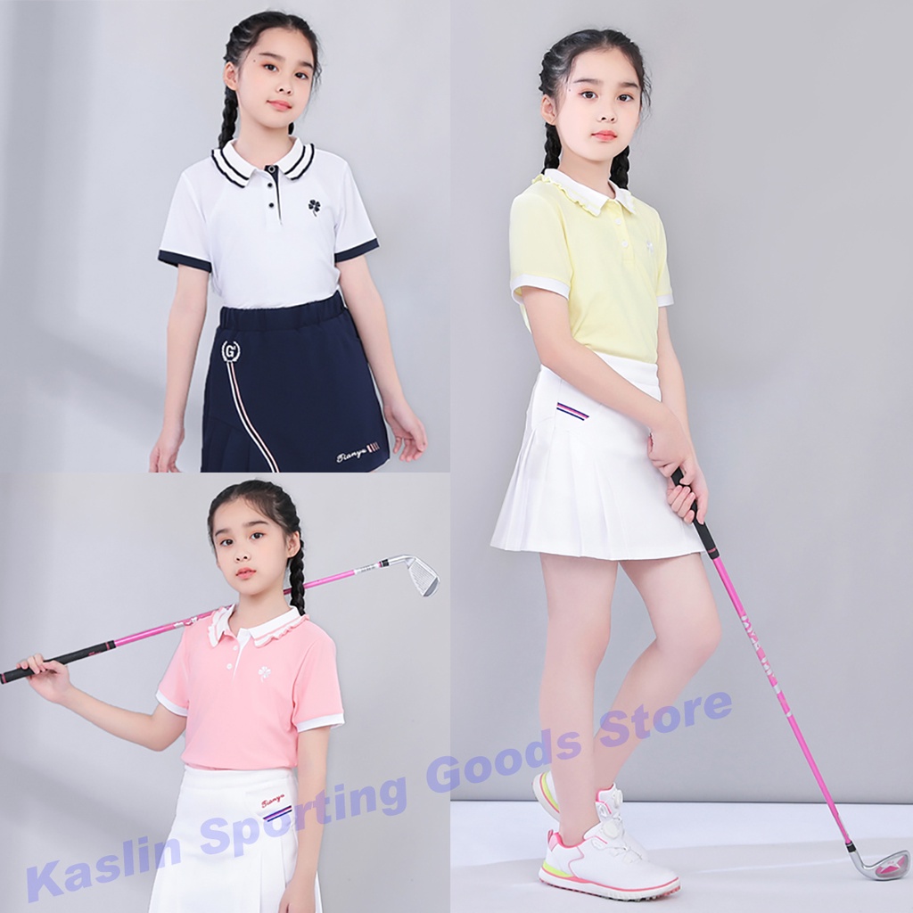 Ttygj Golf เสื้อผ้าเด็กเสื้อยืดแขนสั้นเด็กผู้หญิงเสื้อโปโล