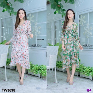 👗Pfashion [ส่งไว!!🚛] P3698 เดรสไขว้หน้าลายดอก cross front floral dress