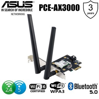 🔥โปรแรง1.1🔥ASUS (PCE-AX3000) AX3000 Dual Band PCI-E WiFi 6 (802.11ax) Supporting 160MHz Bluetooth 5.0