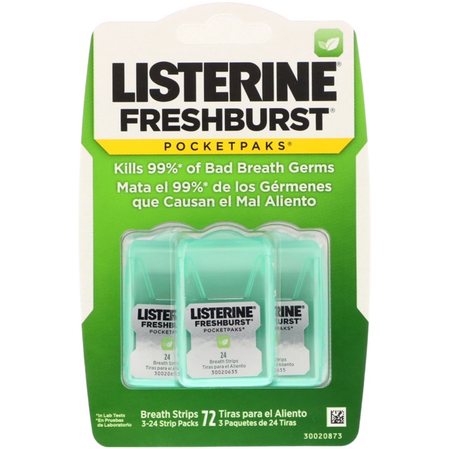 Listerine Freshburst Pocketpaks 3-24 Strips สินค้านำเข้า 💯% จากอเมริกาค่ะ