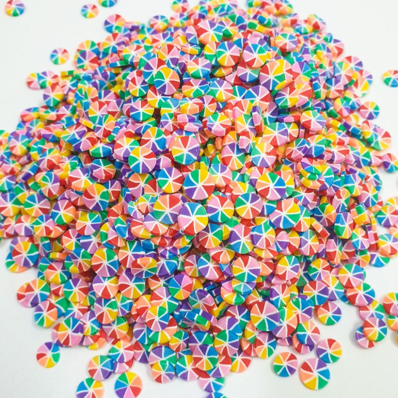 Rainbow สีล้อ Hiasan Slime Polymer Sprinkle Topping ตกแต่ง Fimo Slice เล็บ STEEZ Hiasan莱充ตกแต่ง