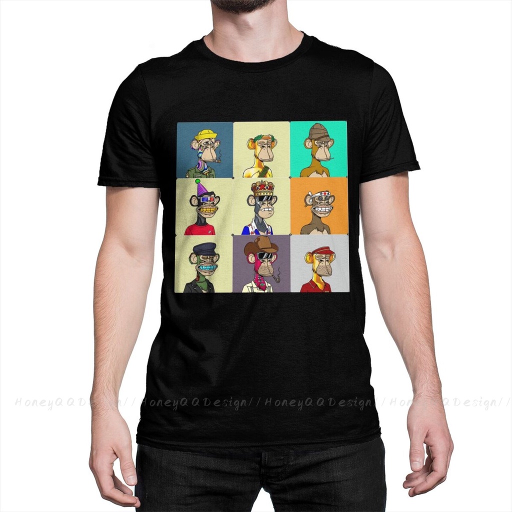 BAYC NTF พิมพ์ผ้าฝ้ายเสื้อ Hombre BORED APES NFT ผู้ชายแฟชั่น Streetwear ผู้ใหญ่ T เสื้อ O คอ