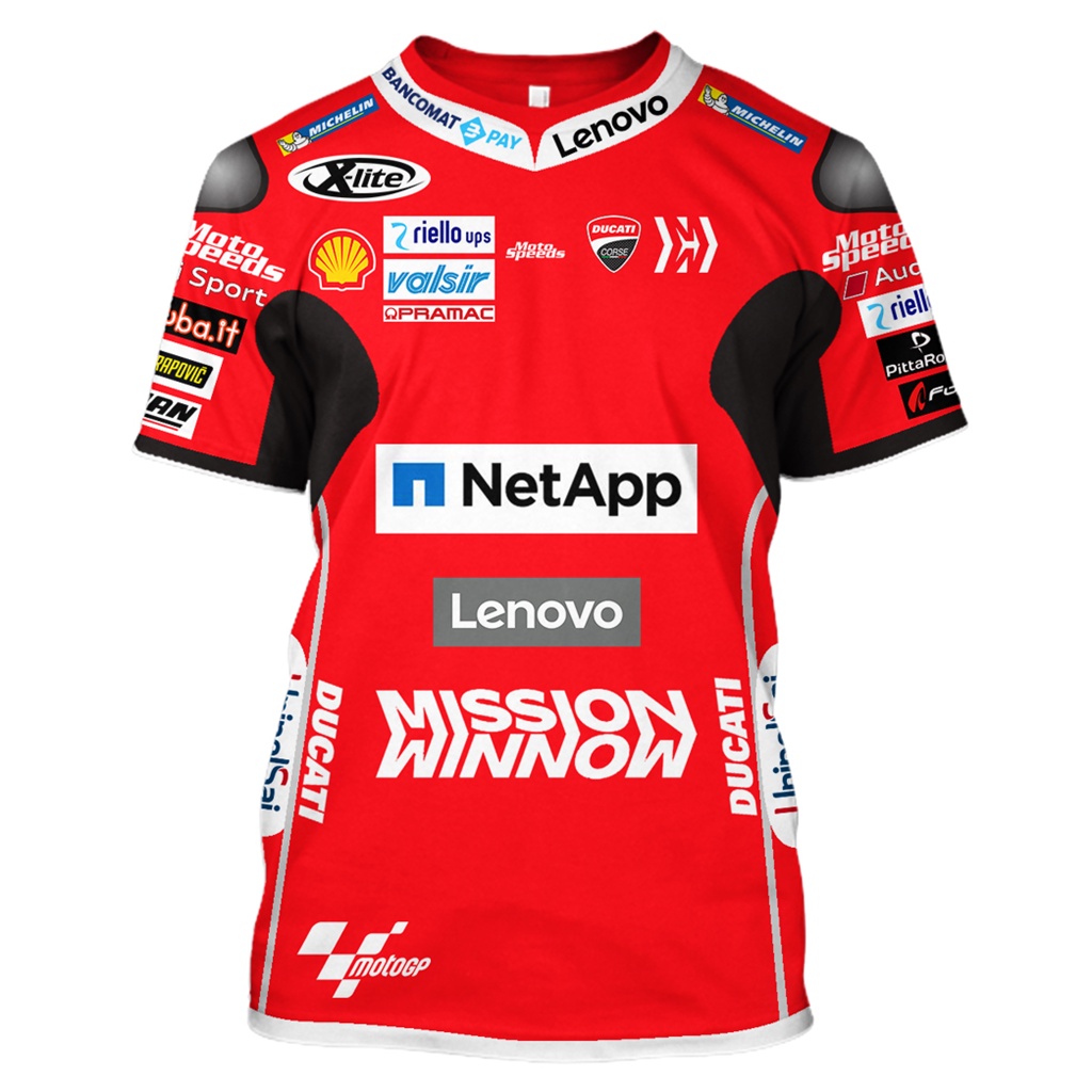 Ducati Mission ส่วนบุคคลหมายเลข Unisex Tshirt 三维 พิมพ์รถจักรยานยนต์ Racing ผู้ชายผู้หญิง T เสื้อฤดูร้อนเสื้อผ้าแฟชั่น