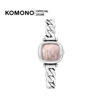 KOMONO Watch Moneypenny Revolt Silver Blush นาฬิกาผู้หญิง หน้าปัดมุกสีพาสเทล หน้าเหลี่ยมเล็ก สายโลหะ