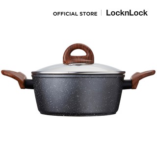 LocknLock หม้อ 2 หู พร้อมฝาแก้ว Baum Series 24 cm. รุ่น LBU1242