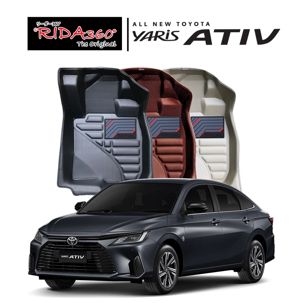 RIDA360®พรมขึ้นรูปไร้รอยต่อ TOYOTA YARIS / ATIV 4 ประตู 2022-NOW [145] *เจาะเว้าฝาถังน้ำมันชิ้นคนขับแล้ว*