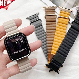 สายนาฬิกาข้อมือหนังนิ่ม แบบแม่เหล็ก สําหรับ Apple SmartWatch 7 41 45 มม. 4 5 6 44 42 มม. iWatch 1 2 38 40 มม. W46 W26 + Dt100 W66 T500 Iwo7