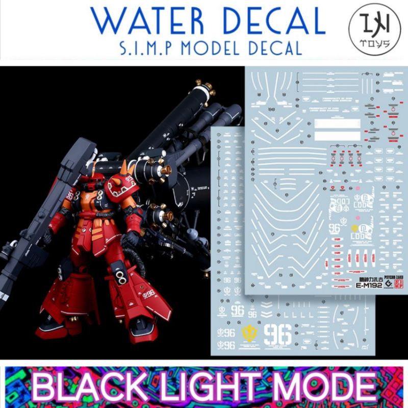 Water Decal MG 1/100 High Mobility Type Zaku II Psycho Zaku Ver.Ka (Gundam Thunderbolt Ver.) ยี่ห่อ S.I.M.P. Model Decal