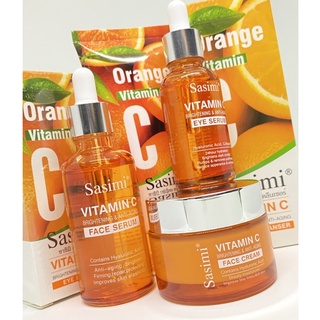 SASIMI Vitamin C ครีมทาหน้า + โฟมล้างหน้า + เซรั่มวิตามินซี บำรุงผิวหน้า + เซรั่มสำหรับบำรุงผิวรอบดวงตา No.S-12074-77