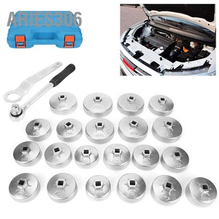 Aries306 23Pcs Cup Type Oil Filter Wrench Removal Socket Adapter Remover Tool Kit W/Spanner