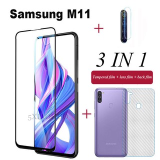 （3in1）Samsung Galaxy M11 M21 M31 ฟิล์มกระจกนิรภัย + ฟิล์มกันรอย +ฟิล์มป้องกันเลนส์ สำหรับ