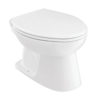 🔥The Best!! สุขภัณฑ์นั่งราบ PREMA รุ่น P3801ST(SOFT) ขนาด 36 x 53 x 35 ซม. สีขาว Toilets