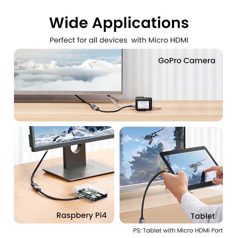 UGREEN อะแดปเตอร์ Hdmi To 4K/60Hz 3D Micro Hdmi To Hdmi รูปที่ 5