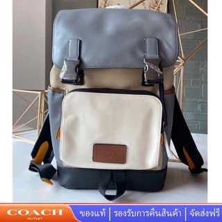 100%Coach C4019 4019 Track กระเป๋าเป้สะพายหลังแฟชั่นในแพทช์ลายเซ็น