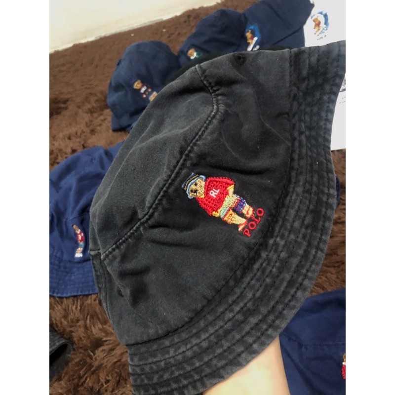 หมวกbucket#หมวกbucketbear หมวกบัตเกต#polobucket#Ralph Lauren polo Bear Bucket🐻 -Blackสีดำ *ของแท้💯**‼️‼️ #polobear