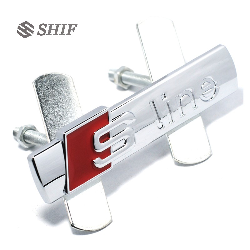 1 โลหะ S LINE ด้านหน้า Grille Trunk Emblem Badge สติกเกอร์สําหรับ Audi A1 A3 A4 Q5 Q7