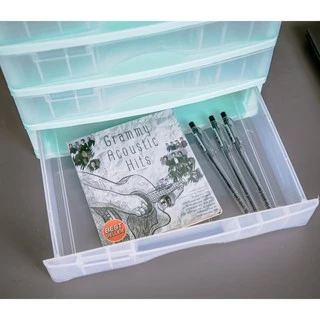 ตู้ลิ้นชัก 5 ชั้น พร้อมถาดบน สีเขียวพาสเทล รุ่น A-109-3 Organizer with upper tray two tone color Green Pastel