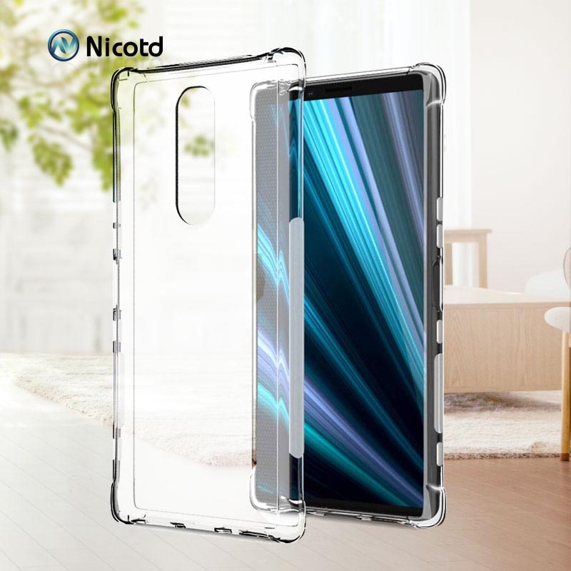 SONY เคสซิลิโคนTPUสําหรับSony Xperia 1 10 plus L3 Ultra Thinโปร่งใสโทรศัพท์ปกหลังสําหรับSony Xperia 