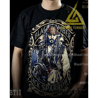 BT 17 Captain Jack Sparrow เสื้อยืด สีดำ BT Black Timber T-Shirt ผ้าคอตตอน สกรีนลายแน่น S M L XL XXL