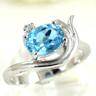 แหวนเงินพลอยแท้ พลอยโทแพซ พลอยโทปาสบลู Blue Topaz แหวนเสริมดวง แหวนเงินแท้ 925 แหวนเสริมดวงโชคลาภ แหวนพลอยสีฟ้า