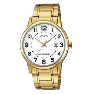 นาฬิกาCasio นาฬิกาข้อมือ ผู้ชาย  สายสแตนเลส รุ่น MTP-V002G-7B ( White/Gold ) ประกันศูนย์ 1 ปี จากร้าน henghengwatch