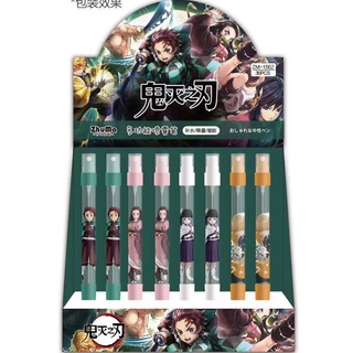 ปากกาเจล แบบพกพา มีหัวฉีดสเปรย์  4Pcs/set Demon Slayer Kimetsu No Yaiba Anime pattern Spray Pen Portable Refillable Writing Alcohol Spray Mister Gel Pen Kochou Shinobu Rengoku Kyoujurou Kids Stationery gift