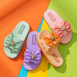 รองเท้าแตะเด็กผู้หญิงแบบสวม รุ่นติดโบว์สุดน่ารัก รองเท้าแฟชั…