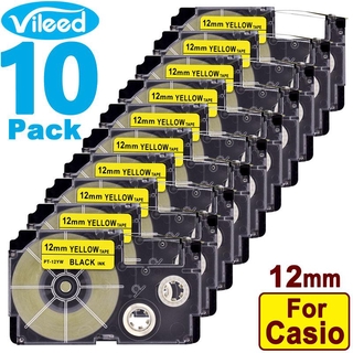 [สต็อกประเทศไทย]10 Pack 12mm XR-12YW Tape Cartridge for Casio EZ-label Printer KL-60 KL-60L KL60 KL-100 KL-120 KL-130 KL