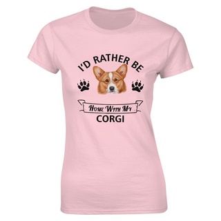 ฉันอยากจะเป็นบ้านเสื้อยืดผู้หญิงวินเทจ Corgi ผู้หญิงเสื้อยืดพิมพ์กับสุนัข Corgi ของฉันลําลองผ้า (NR