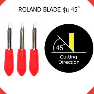 ใบมีดตัดสติ๊กเกอร์ ROLAND BLADE จำนวน 1 กล่อง มี 3 ใบ ขนาด 45 องศา(เงิน)