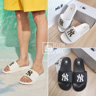 แท้ 💯 MLB Mound/ Dia Monogram Slides/Sandals รองเท้าแตะแบบสวม NY สีดำ/สีขาว/สีเบจ/สีครีม/3D