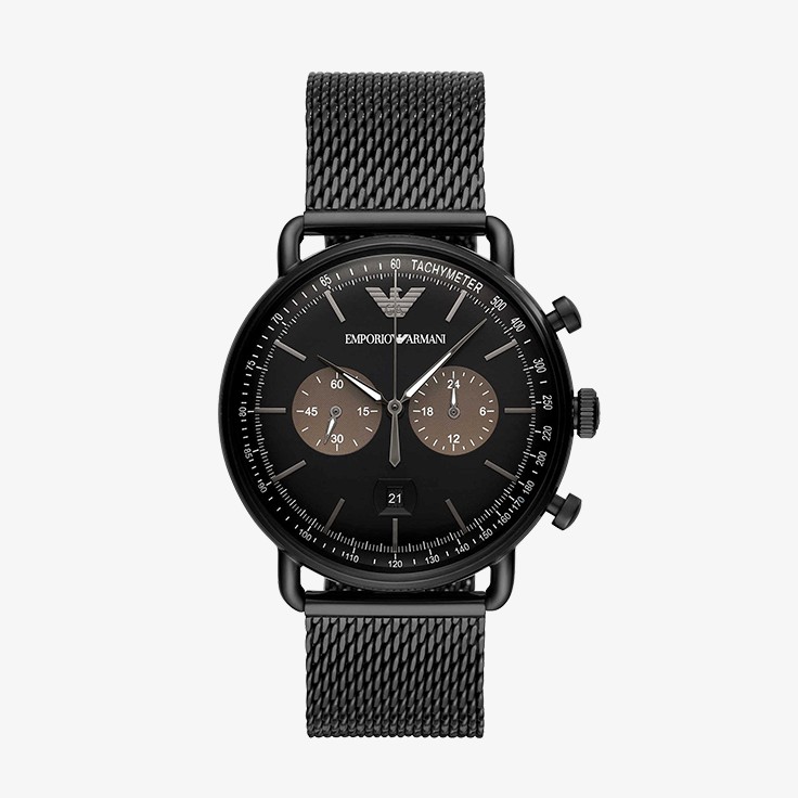 EMPORIO ARMANI นาฬิกาข้อมือผู้ชาย รุ่น AR11142 Chronograph Black Stainless Steel - Black