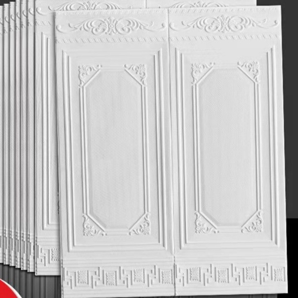 Big Size 70x90cm Wall Stickers 3D Carved Self-Adhesive Bedroom Wainscot Wallpaper with Border Waistline Waterproof PE Foam Wallpaper