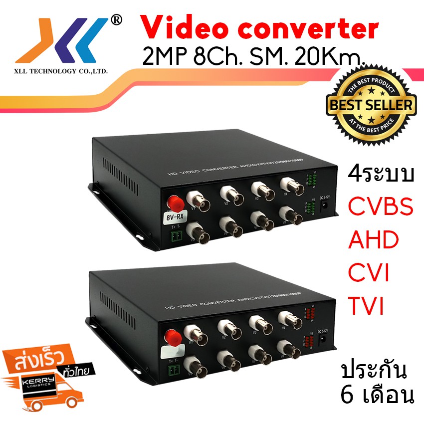 RG6 to Fiber Media Converter 8 ช่อง 2 ล้าน 8 Channel 2 MP HD VIDEO CONVERTER AHD/CVI/TVI 1080P