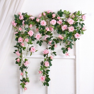 [ 2.45M artificial rose vine Simulation flower Decoration for Home Wedding Party Outdoor Garden ]