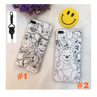 เคสไอโฟน 5/5S/SE/6/6S/6+/6S+/7/7+/8/8+/SE(2020) รูปวาดการ์ตูน พร้อมสายคล้องคอ